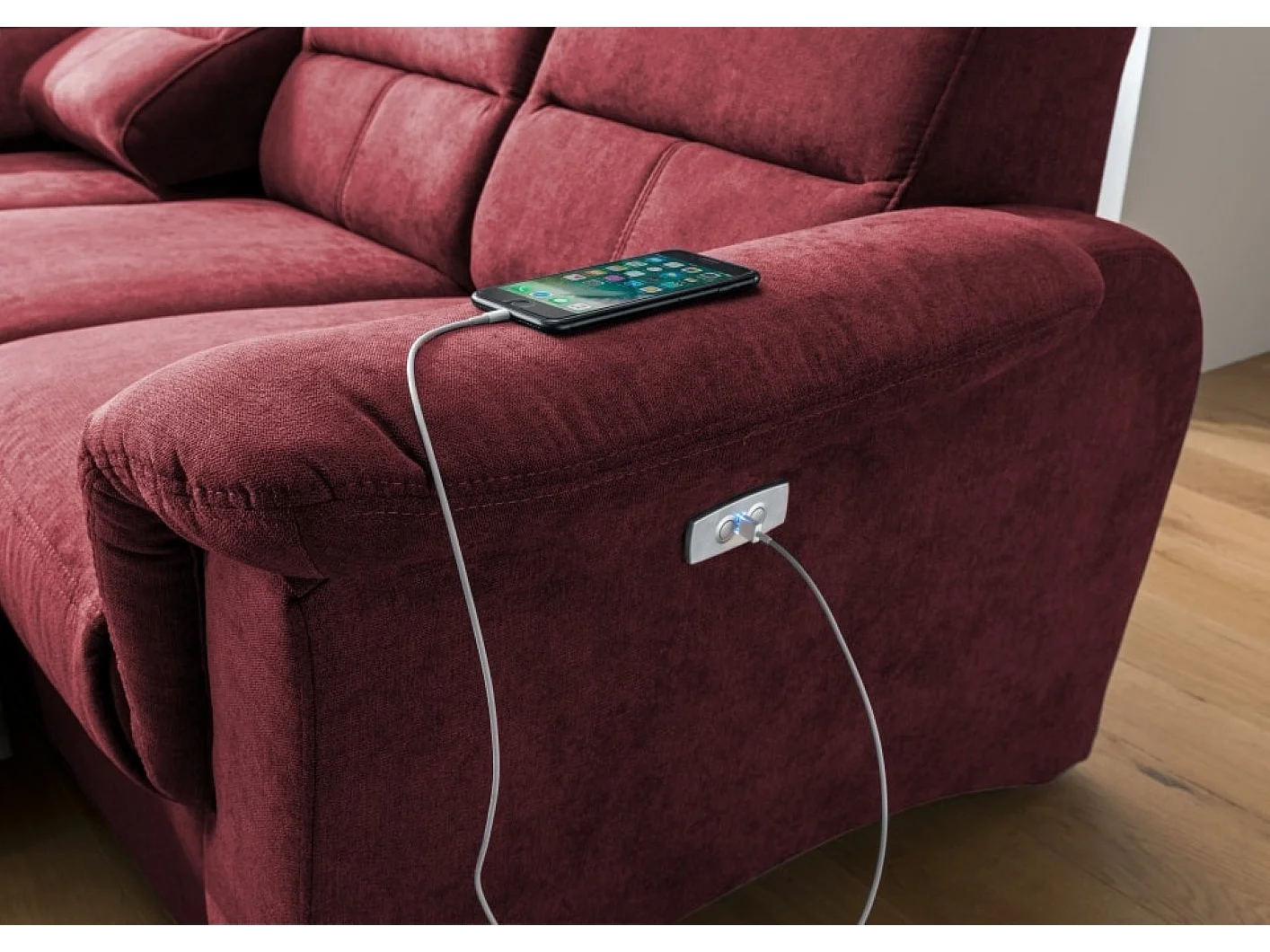 MYHOMELANDO Paris hoekbank – slaapfunctie, elektrische relaxfunctie, USB-aansluiting