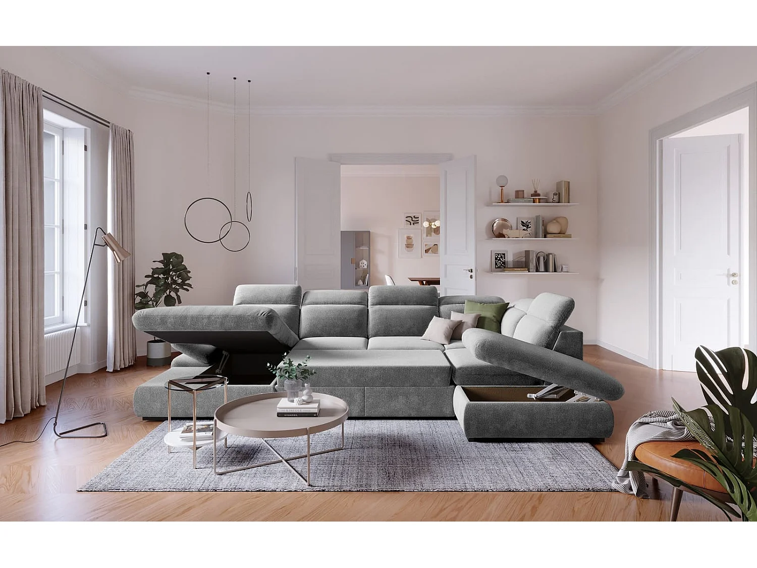 MYHOMELANDO Lorena woonlandschap – U-vorm met slaapfunctie en opbergruimte