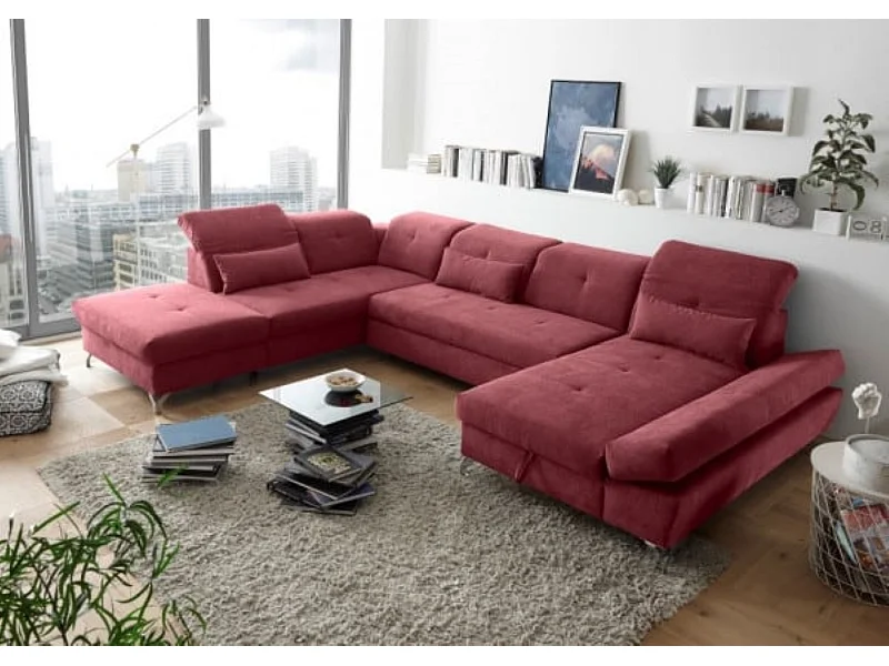 MYHOMELANDO Melfi Wohnlandschaft – U-Form mit Schlaffunktion und Bettkasten