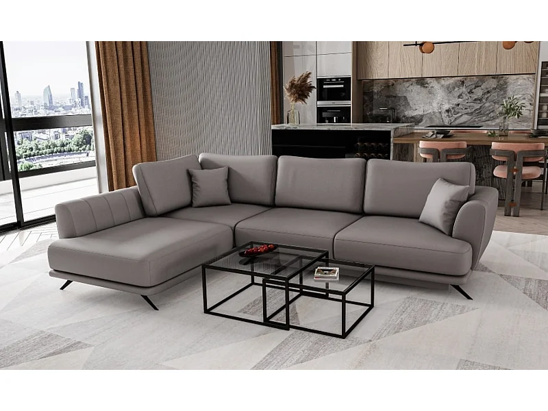 MYHOMELANDO Lagos Ecksofa - Schlaffunktion und Bettkasten, Softies-Stoff