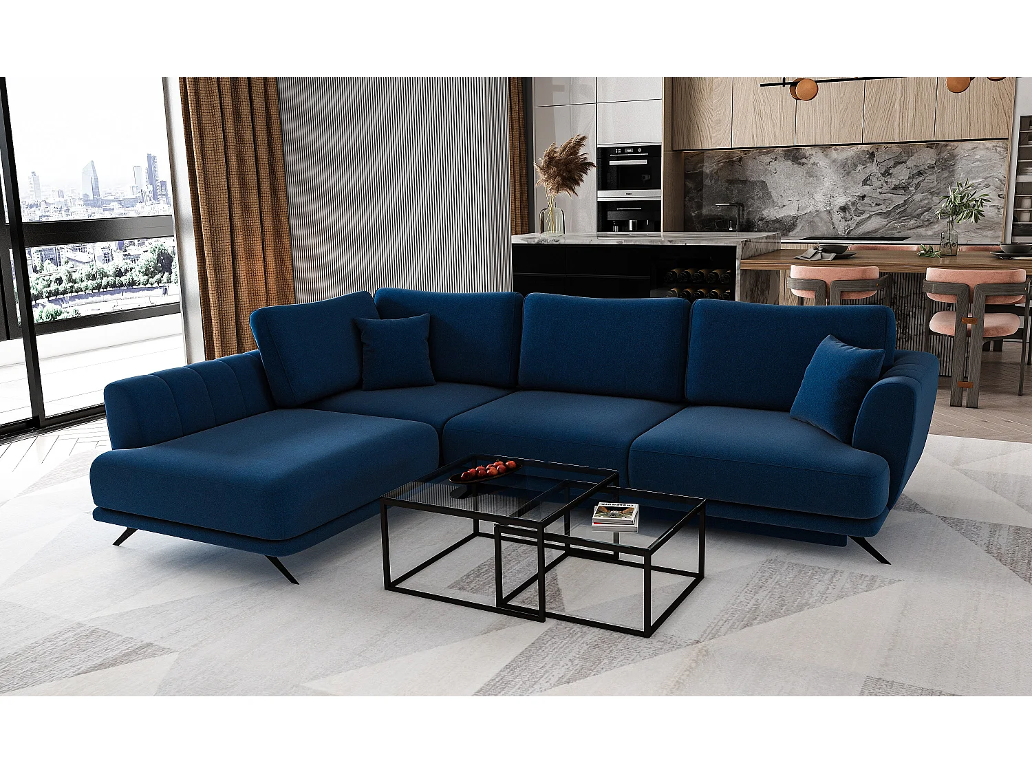 MYHOMELANDO Lagos hoekbank – L-vorm met slaapfunctie en opbergruimte