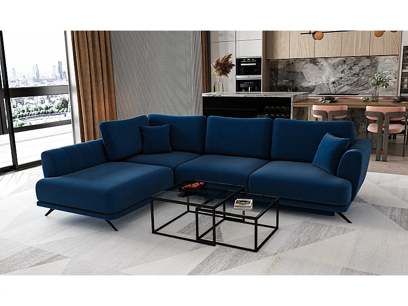 MYHOMELANDO Lagos Ecksofa - L-Form Schlaffunktion und Bettkasten