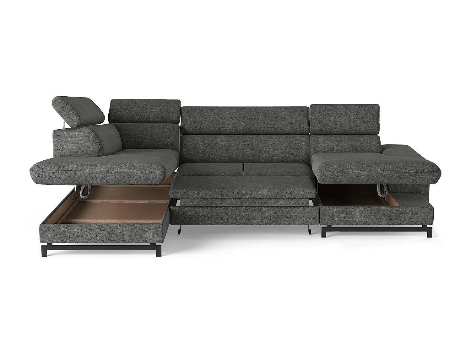 MYHOMELANDO Emma woonlandschap – U-vorm met slaapfunctie en opbergruimte, Orlando-stof