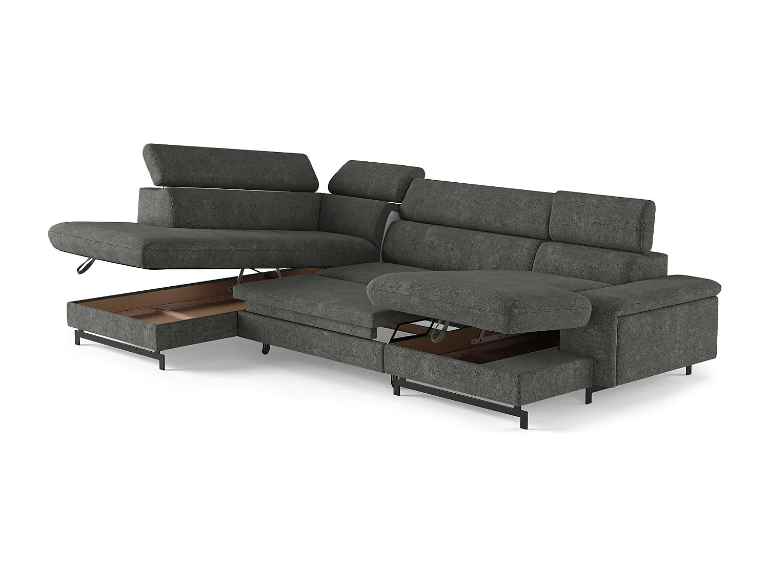 MYHOMELANDO Emma woonlandschap – U-vorm met slaapfunctie en opbergruimte, Orlando-stof