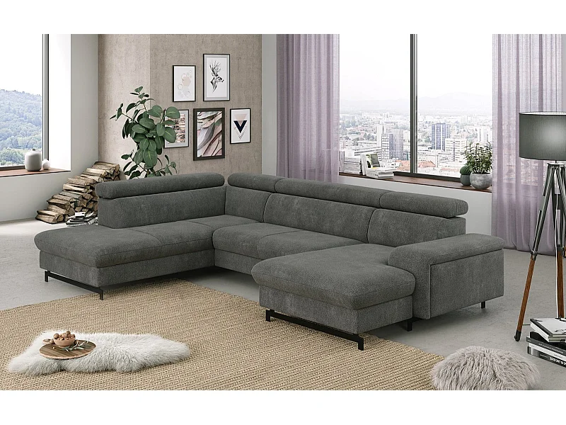 MYHOMELANDO Emma woonlandschap – U-vorm met slaapfunctie en opbergruimte, Orlando-stof