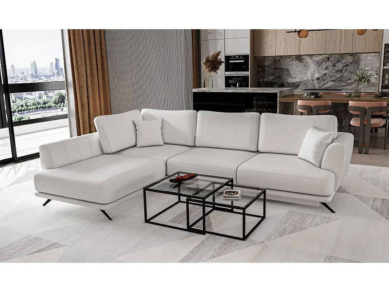 MYHOMELANDO Lagos hoekbank – slaapfunctie en opbergruimte, Softies-stof