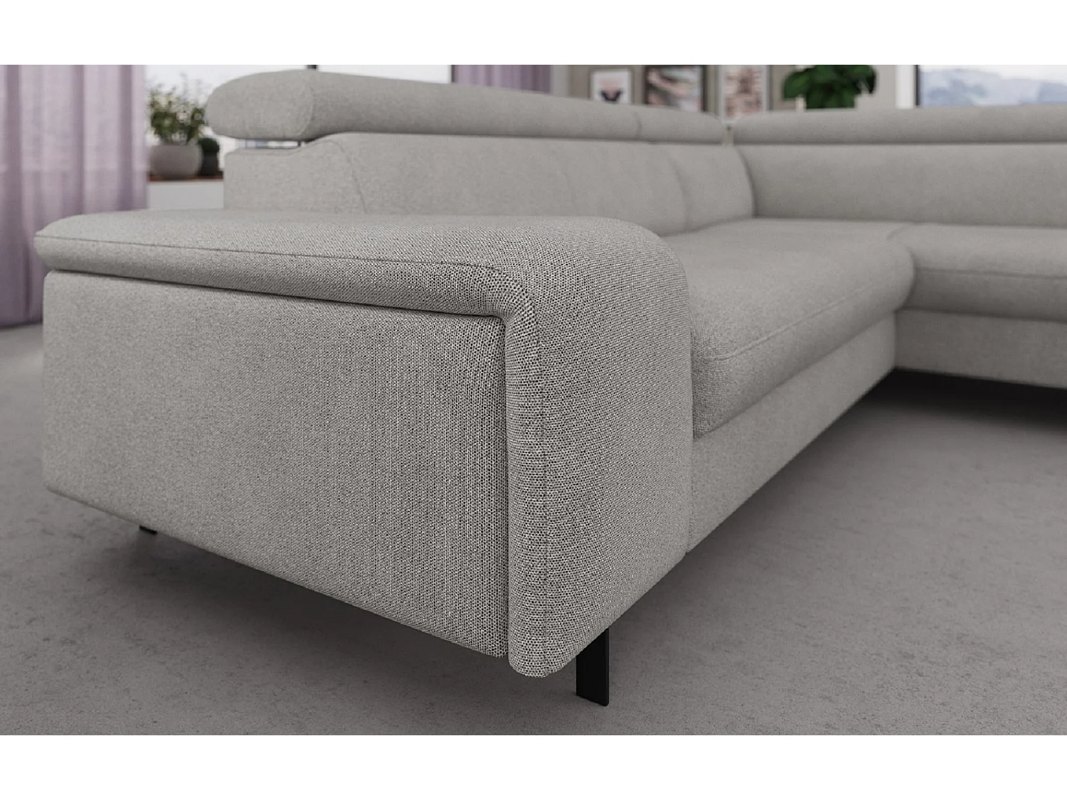 MYHOMELANDO Emma hoekbank – L-vorm met slaapfunctie en opbergruimte, verstelbare hoofdsteunen