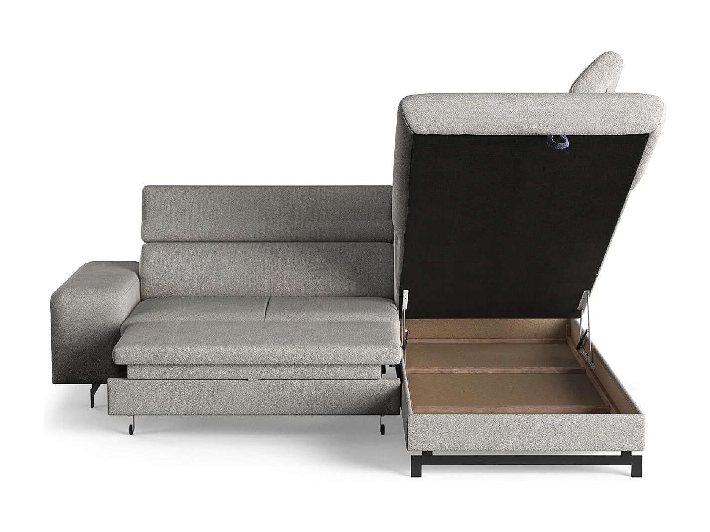 MYHOMELANDO Emma hoekbank – L-vorm met slaapfunctie en opbergruimte, verstelbare hoofdsteunen