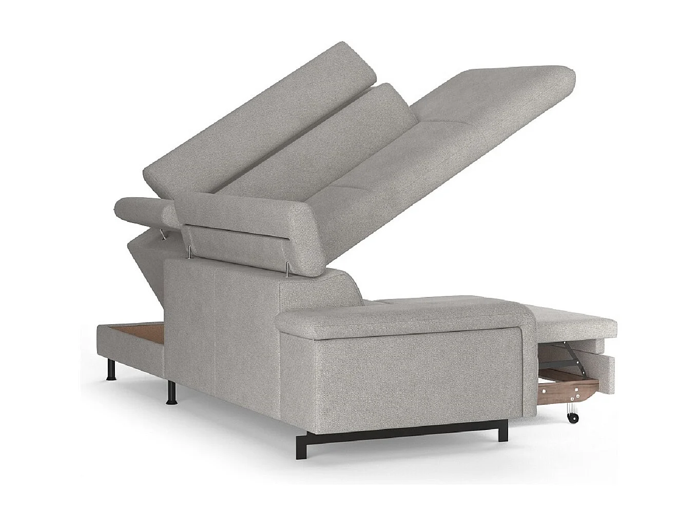 MYHOMELANDO Emma hoekbank – L-vorm met slaapfunctie en opbergruimte, verstelbare hoofdsteunen