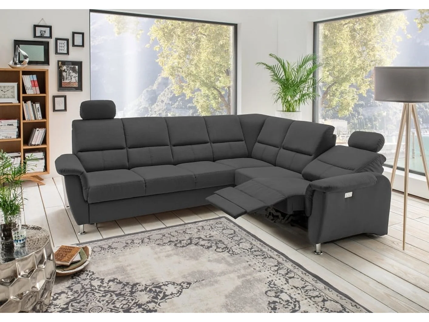 MYHOMELANDO Paris hoekbank – slaapfunctie, elektrische relaxfunctie, USB-aansluiting