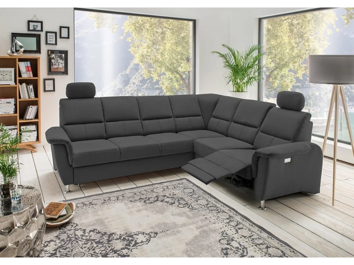 MYHOMELANDO Paris hoekbank – slaapfunctie, elektrische relaxfunctie, USB-aansluiting