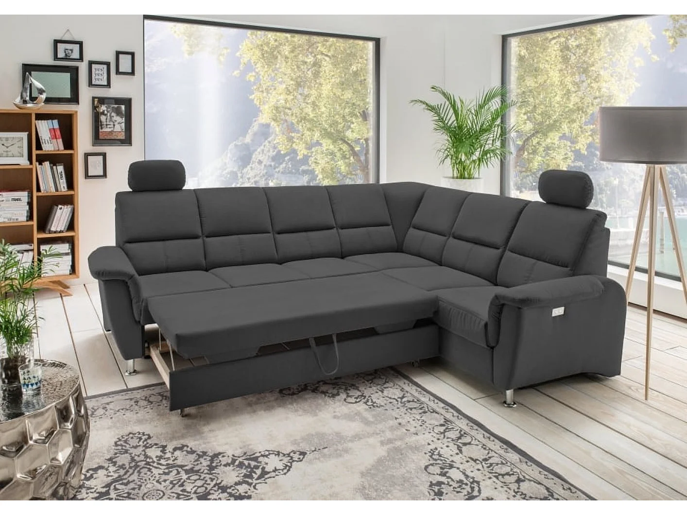 MYHOMELANDO Paris hoekbank – slaapfunctie, elektrische relaxfunctie, USB-aansluiting