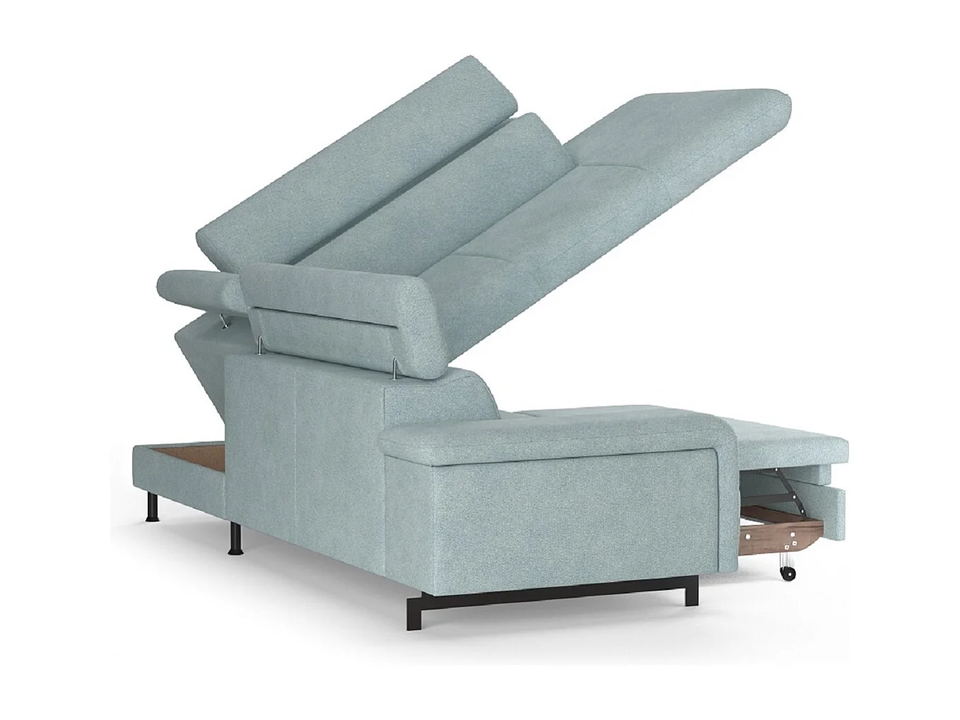 MYHOMELANDO Emma hoekbank – L-vorm met slaapfunctie en opbergruimte, verstelbare hoofdsteunen