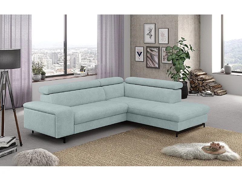 MYHOMELANDO Emma hoekbank – L-vorm met slaapfunctie en opbergruimte, verstelbare hoofdsteunen