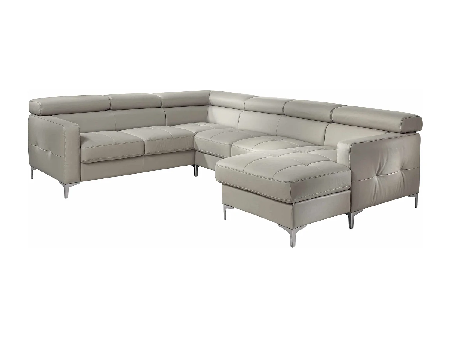 MYHOMELANDO Sammy echt leren woonlandschap – U-vorm met slaapfunctie, opbergruimte en verstelbare hoofdsteunen