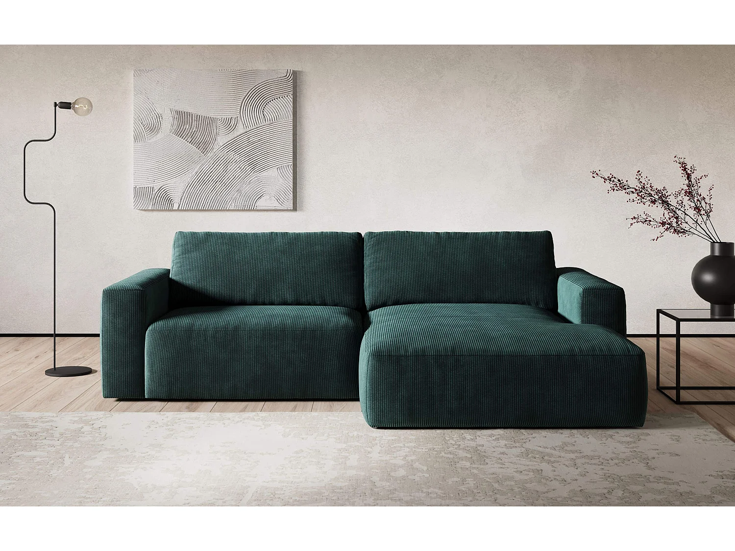 MYHOMELANDO hoekbank Lasso – L-vorm in cord, 3-zits