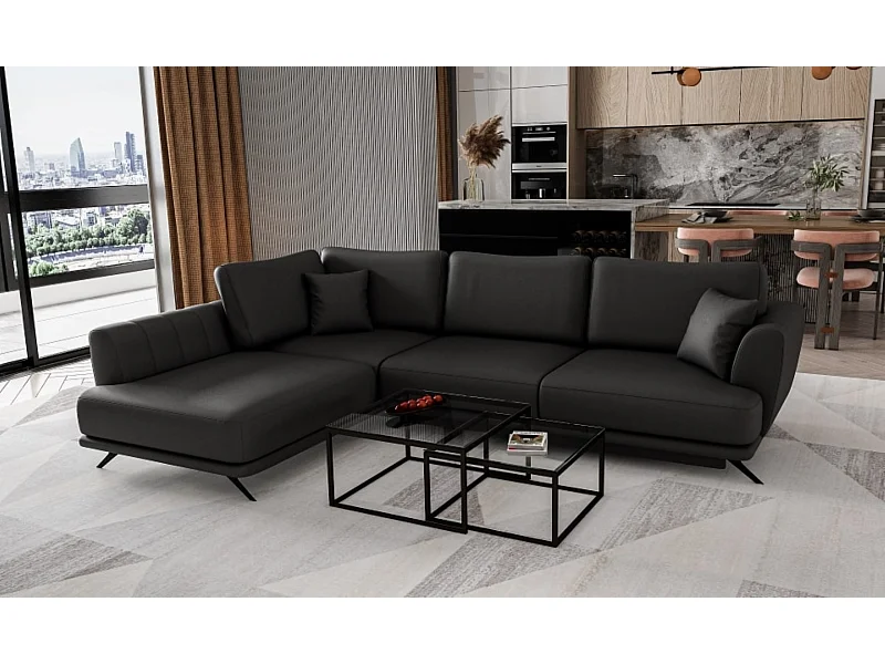 MYHOMELANDO Lagos hoekbank – slaapfunctie en opbergruimte, Softies-stof