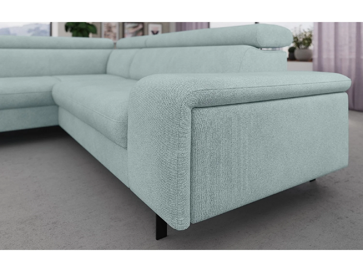 MYHOMELANDO Emma hoekbank – L-vorm met slaapfunctie en opbergruimte, verstelbare hoofdsteunen