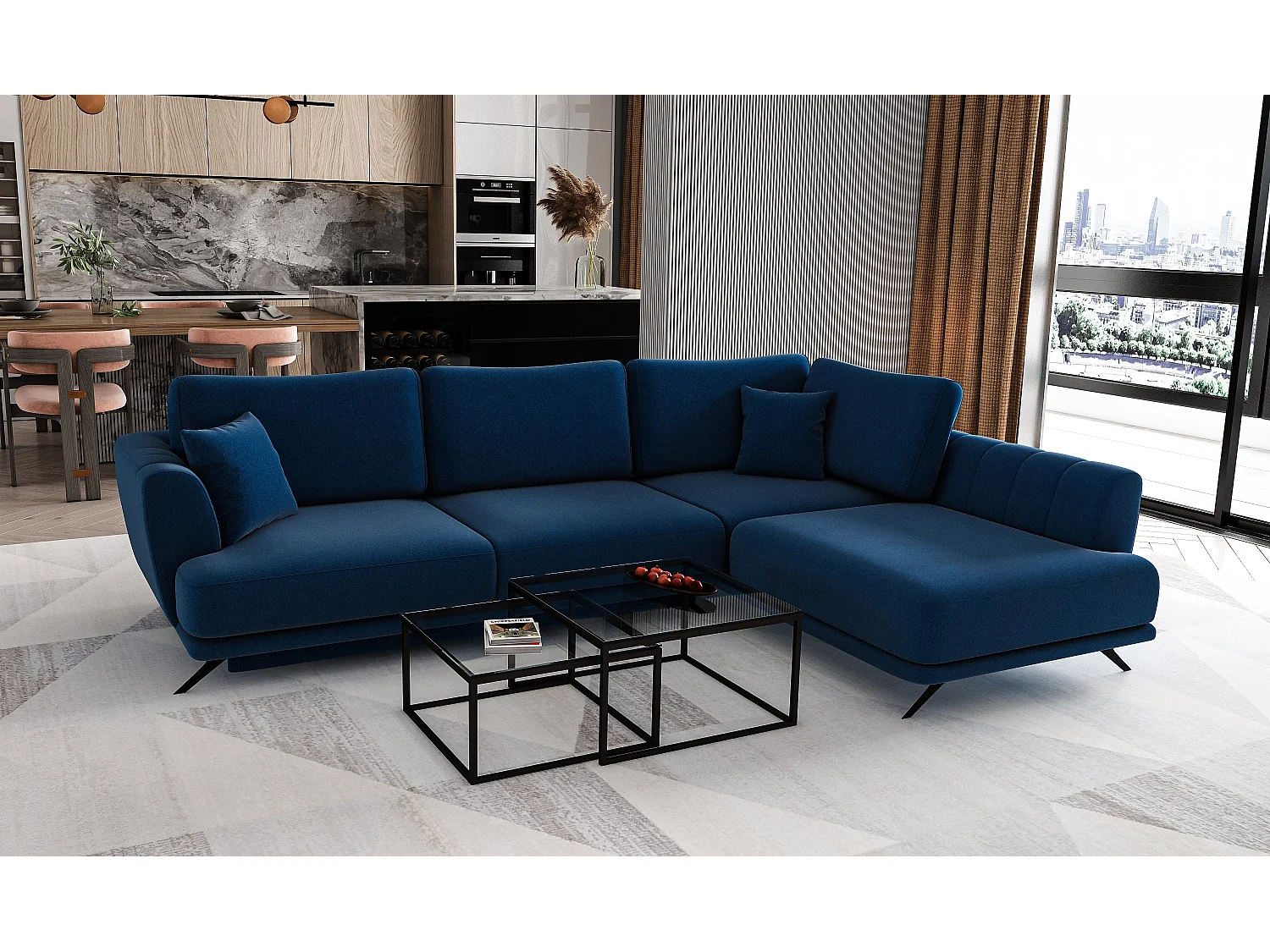 MYHOMELANDO Lagos hoekbank – L-vorm met slaapfunctie en opbergruimte