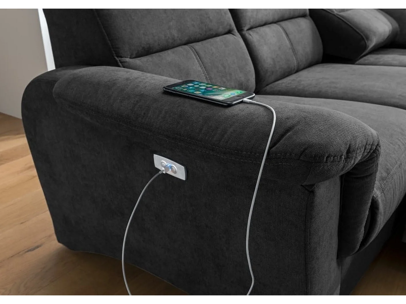 MYHOMELANDO Paris Ecksofa – Schlaffunktion, elektrische Relaxfunktion, USB-Anschluss
