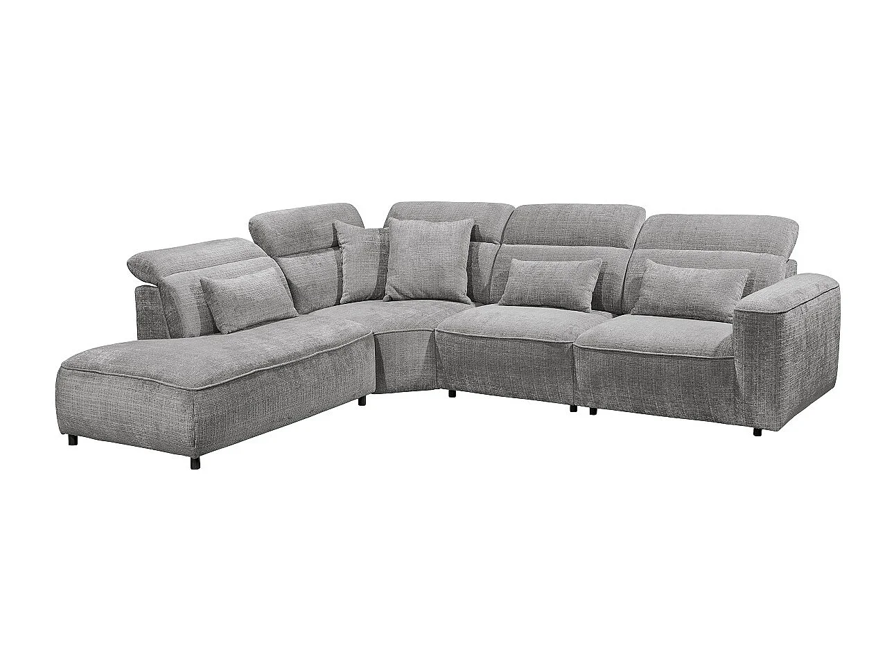 MYHOMELANDO Mansfield hoekbank – L-vorm met 5-voudig verstelbare hoofdsteunen, microvezel-chenille