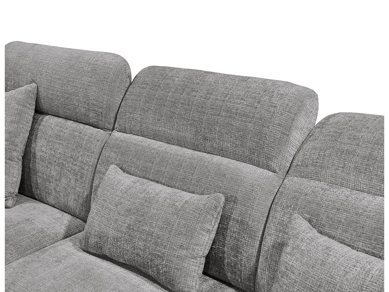 MYHOMELANDO Mansfield hoekbank – L-vorm met 5-voudig verstelbare hoofdsteunen, microvezel-chenille