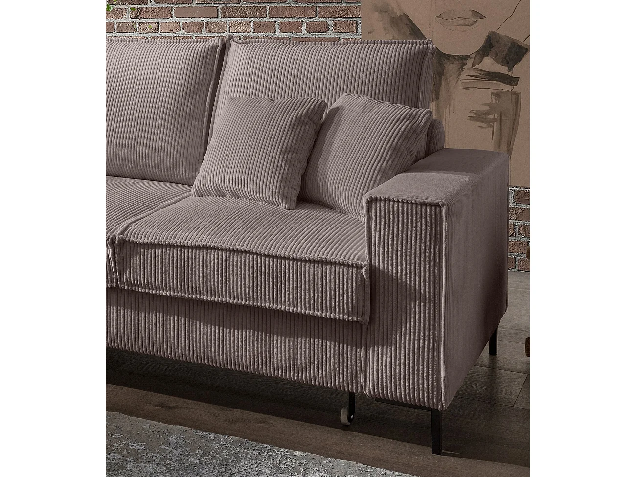 MYHOMELANDO Jerome hoekbank – L-vorm met slaapfunctie en opbergruimte, cordbekleding