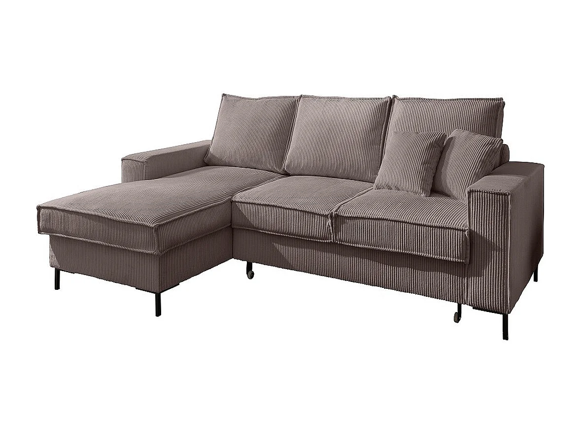 MYHOMELANDO Jerome hoekbank – L-vorm met slaapfunctie en opbergruimte, cordbekleding