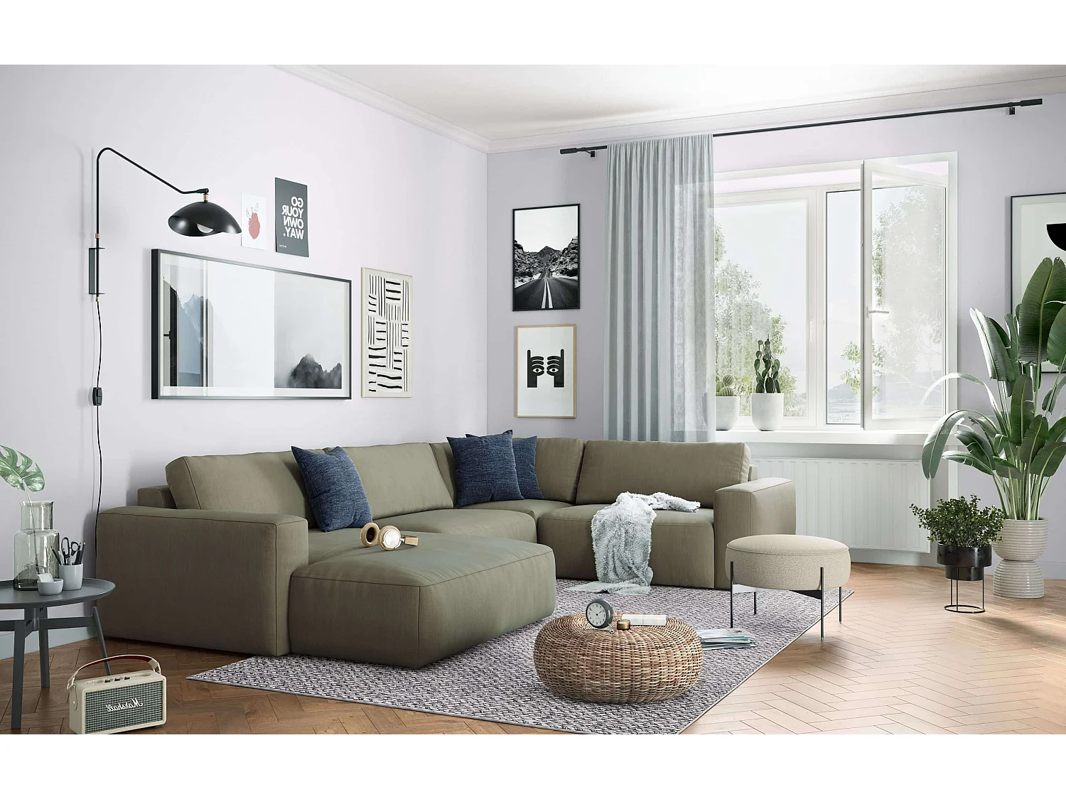 MYHOMELANDO Lasso woonlandschap – U-vorm, Campsbay-stof