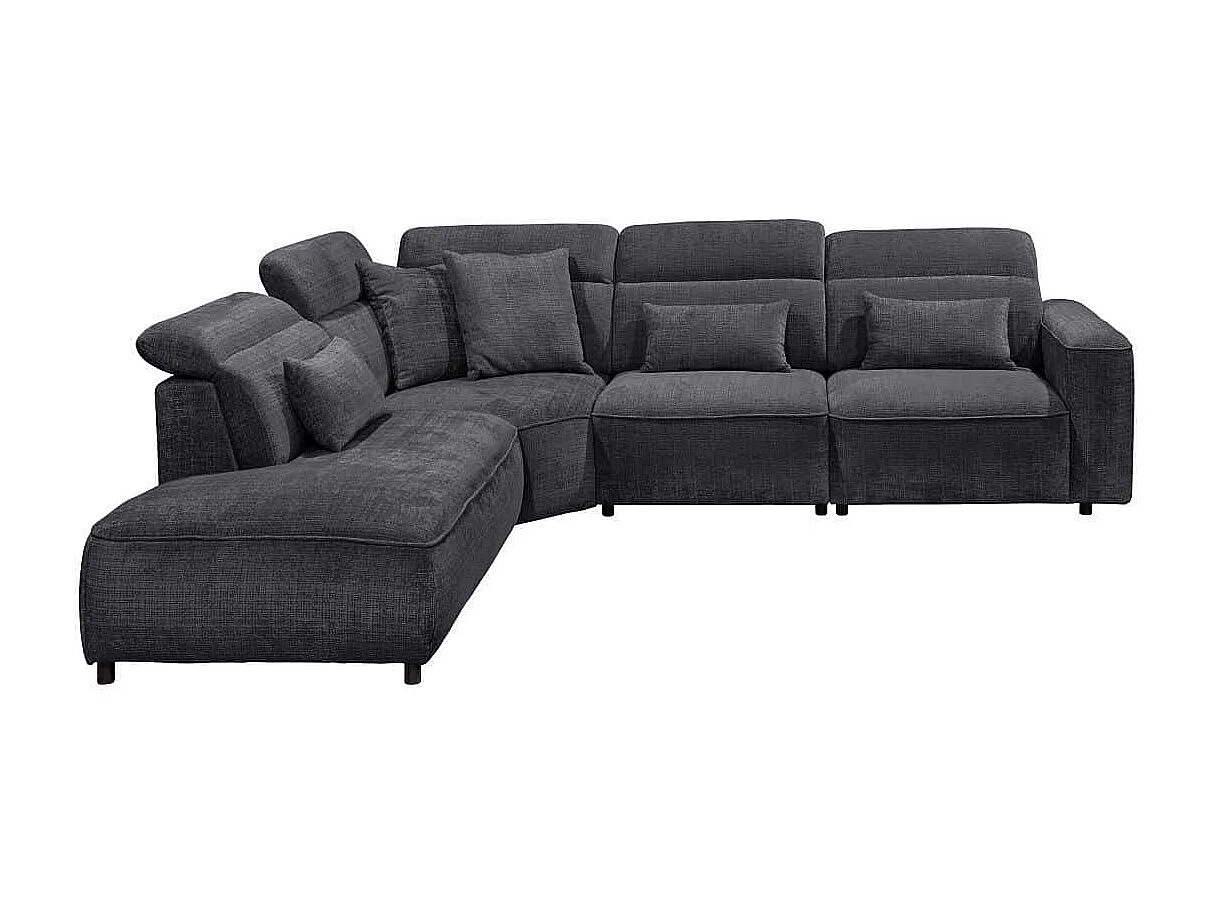 MYHOMELANDO Mansfield hoekbank – L-vorm met 5-voudig verstelbare hoofdsteunen, microvezel-chenille