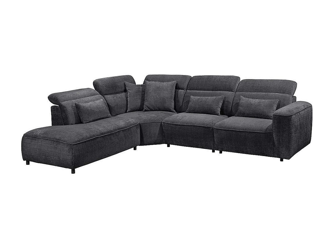 MYHOMELANDO Mansfield hoekbank – L-vorm met 5-voudig verstelbare hoofdsteunen, microvezel-chenille