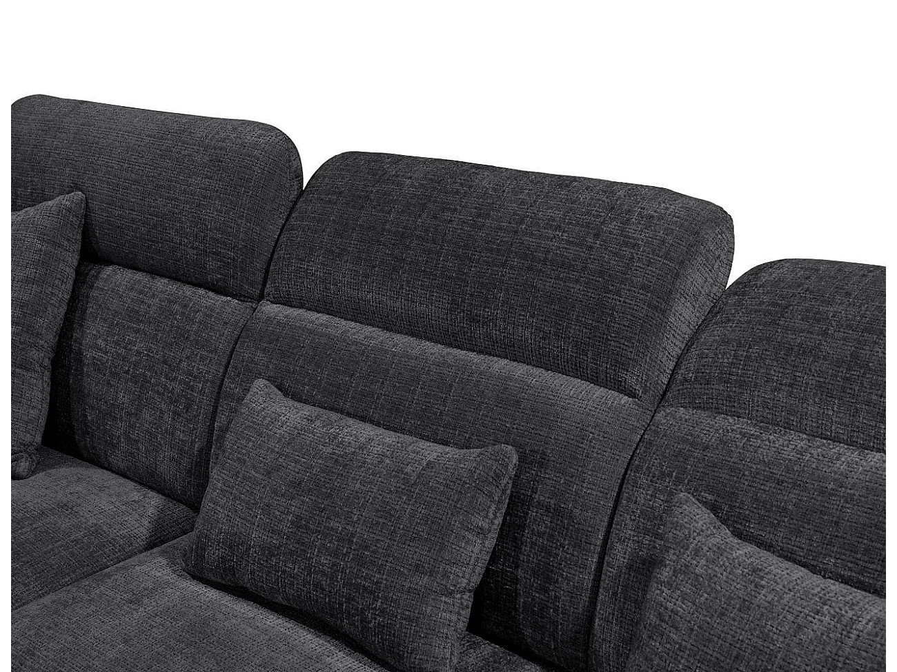 MYHOMELANDO Mansfield hoekbank – L-vorm met 5-voudig verstelbare hoofdsteunen, microvezel-chenille