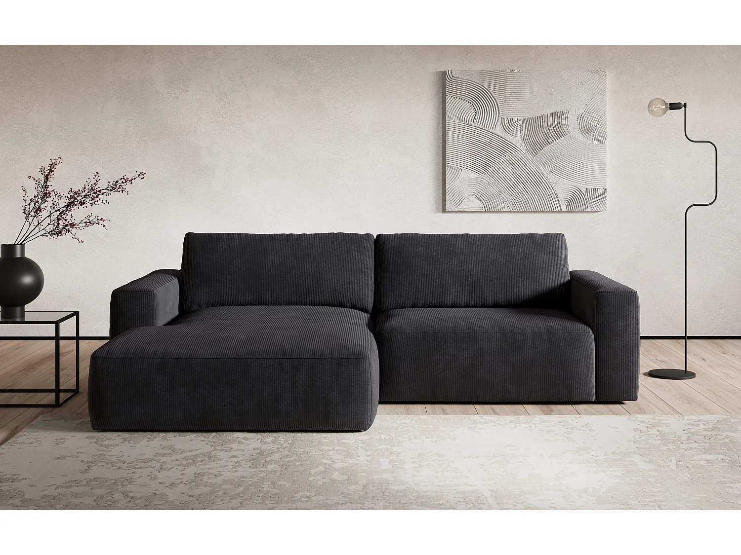 MYHOMELANDO hoekbank Lasso – L-vorm in cord, 3-zits