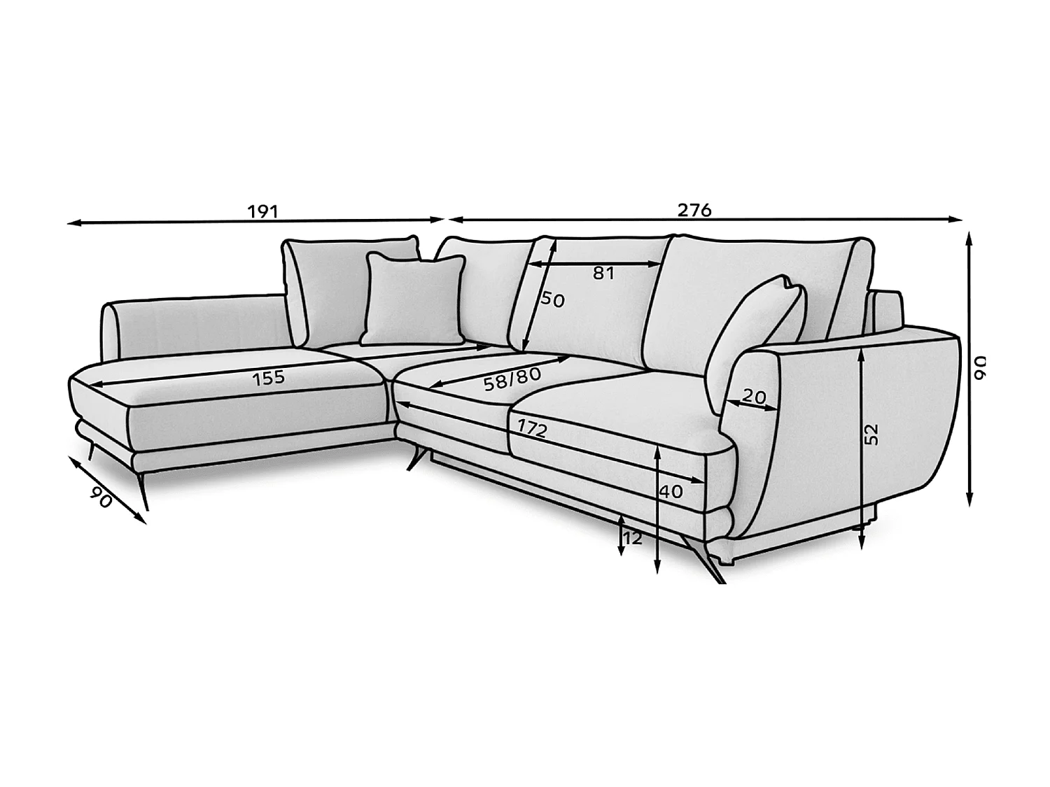 MYHOMELANDO Lagos hoekbank – L-vorm met slaapfunctie en opbergruimte