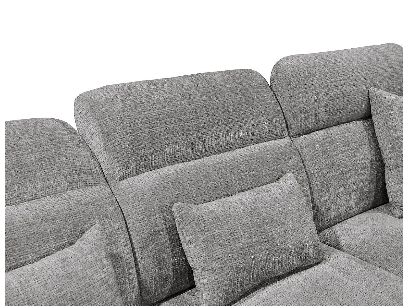 MYHOMELANDO Mansfield hoekbank – L-vorm met 5-voudig verstelbare hoofdsteunen, microvezel-chenille