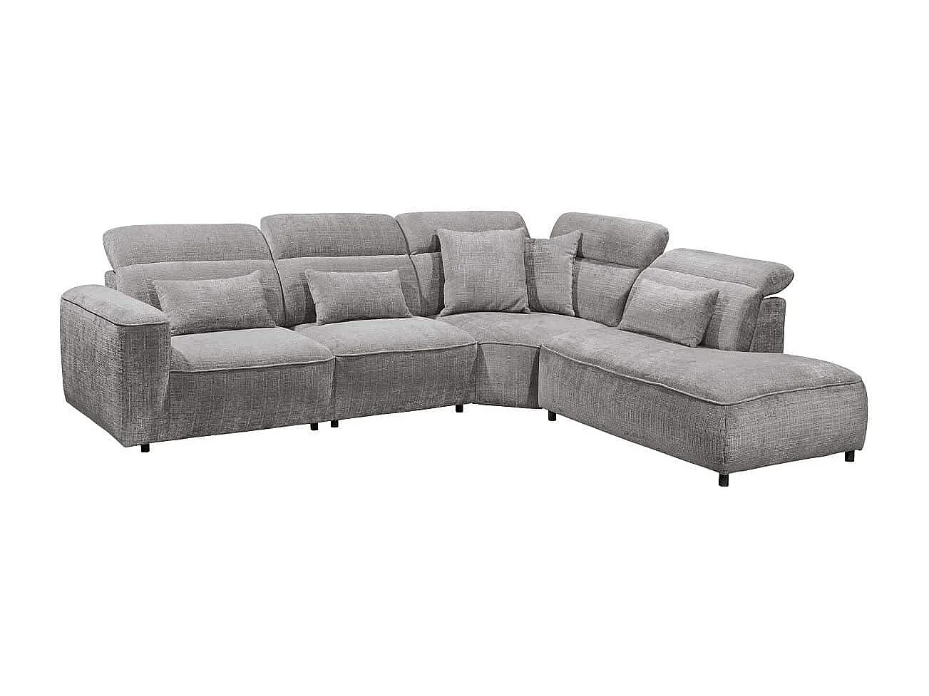 MYHOMELANDO Mansfield hoekbank – L-vorm met 5-voudig verstelbare hoofdsteunen, microvezel-chenille