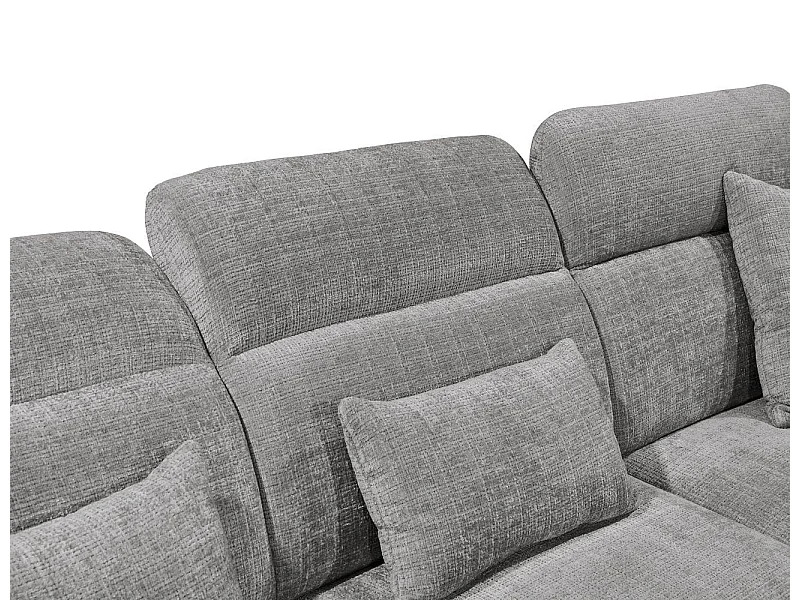 MYHOMELANDO Mansfield hoekbank – L-vorm met 5-voudig verstelbare hoofdsteunen, microvezel-chenille