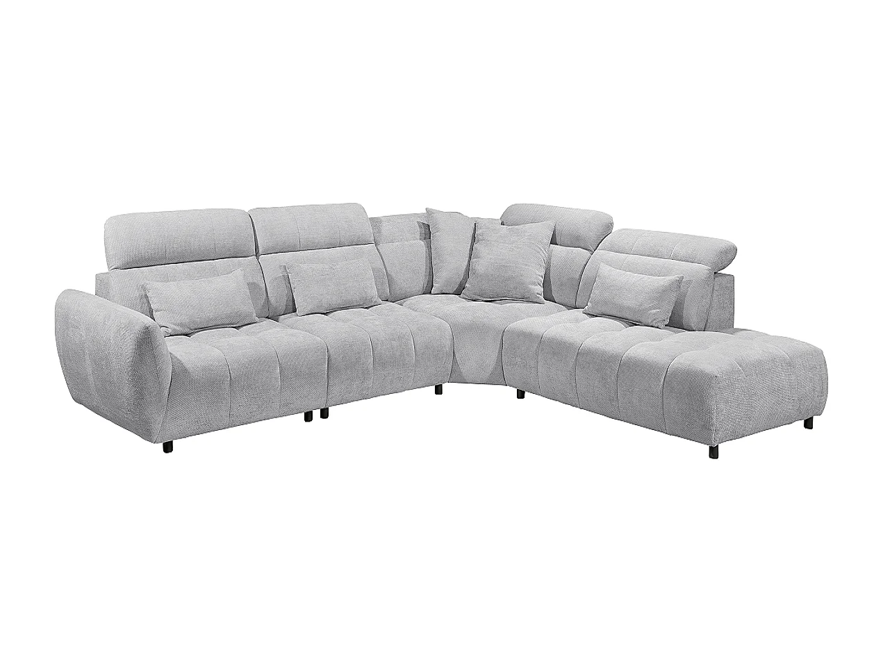 MYHOMELANDO Franklin hoekbank – L-vorm in microvezel-vlakweefsel, nosagvering en 5-voudig verstelbare hoofdsteunen