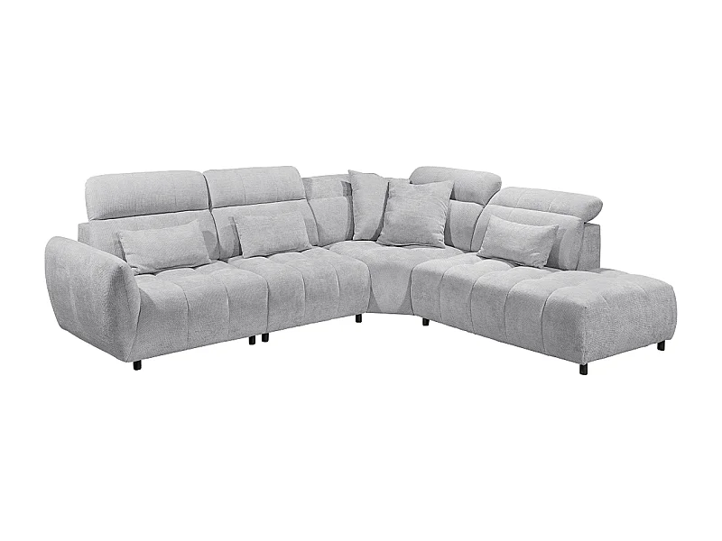 MYHOMELANDO Franklin canapé d’angle – forme en L en microfibre tissée, suspension Nosag et appuie-têtes réglables sur 5 positions