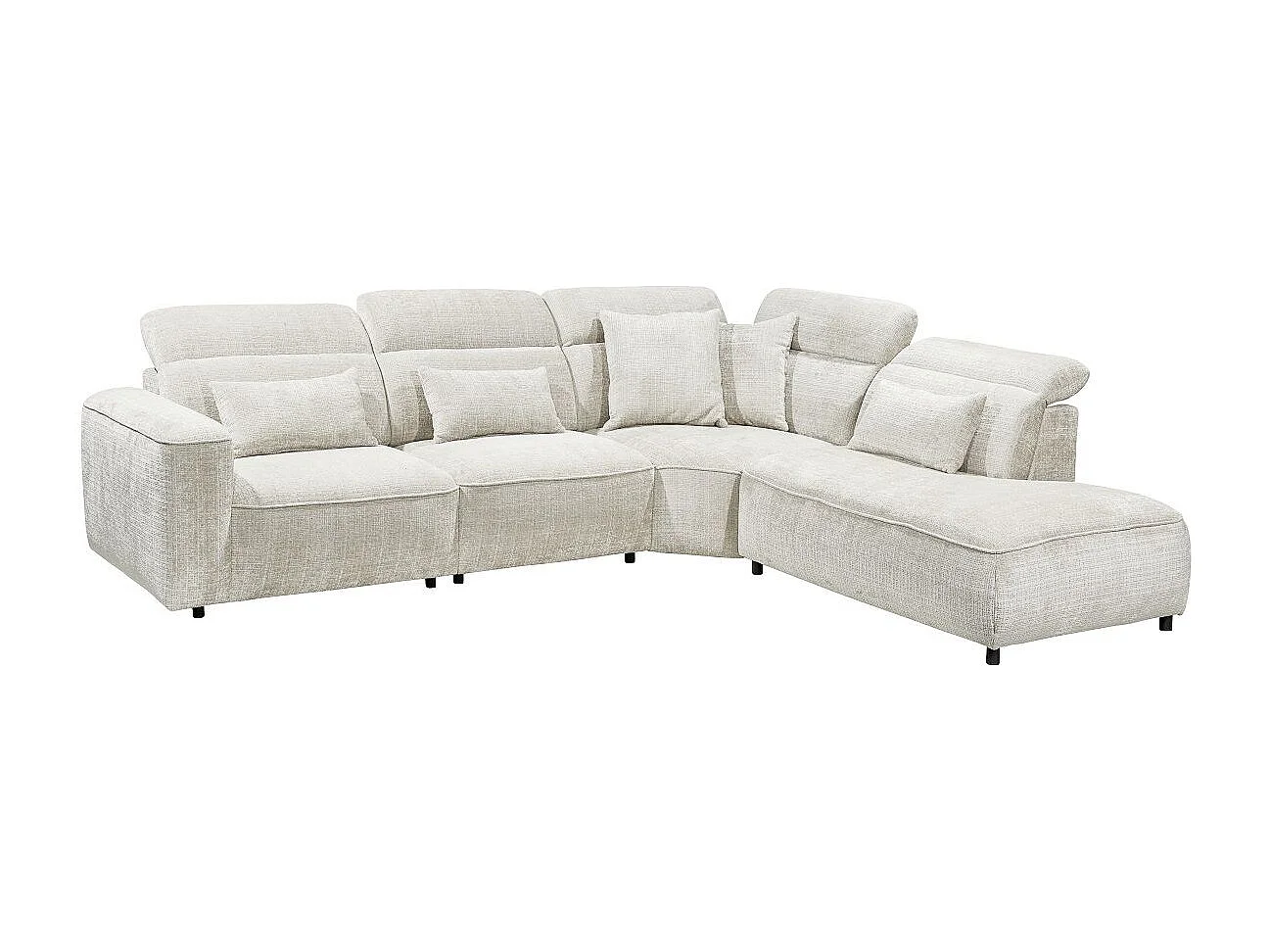 MYHOMELANDO Mansfield canapé d’angle – forme en L avec appuie-têtes réglables sur 5 positions, microfibre chenille