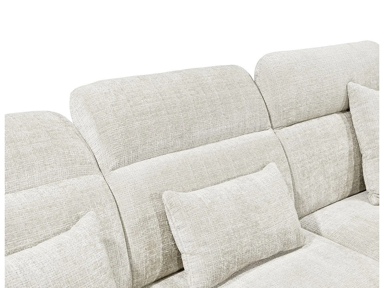 MYHOMELANDO Mansfield canapé d’angle – forme en L avec appuie-têtes réglables sur 5 positions, microfibre chenille