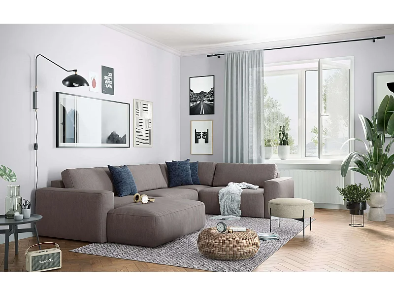 MYHOMELANDO Lasso canapé panoramique – forme en U, tissu Campsbay