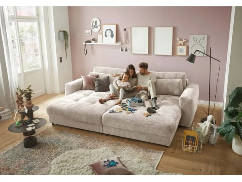 MYHOMELANDO Barura XXL Loveseat - 2-Sitzer Big-Sofa im Cord-Stoff
