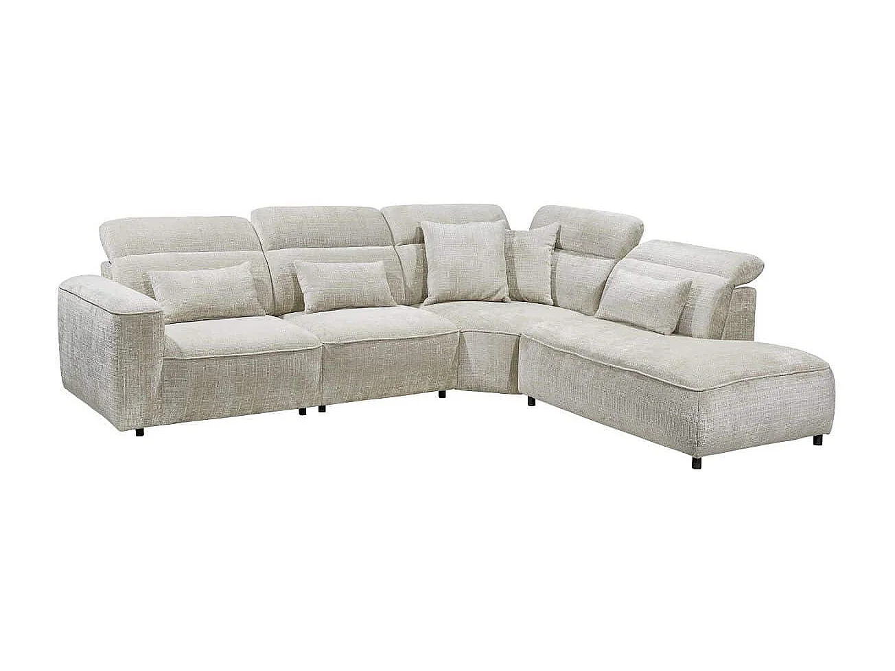 MYHOMELANDO Mansfield hoekbank – L-vorm met 5-voudig verstelbare hoofdsteunen, microvezel-chenille