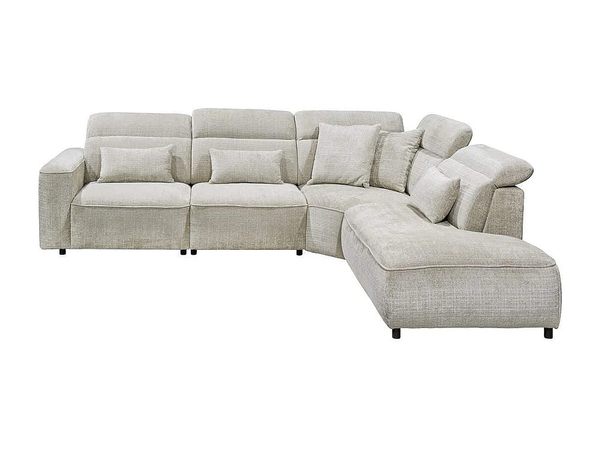 MYHOMELANDO Mansfield hoekbank – L-vorm met 5-voudig verstelbare hoofdsteunen, microvezel-chenille