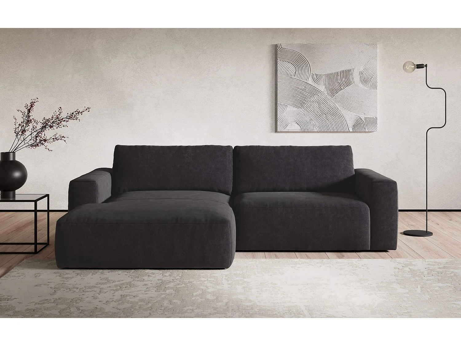 MYHOMELANDO hoekbank Lasso – L-vorm met waterafstotende stof, 3-zits