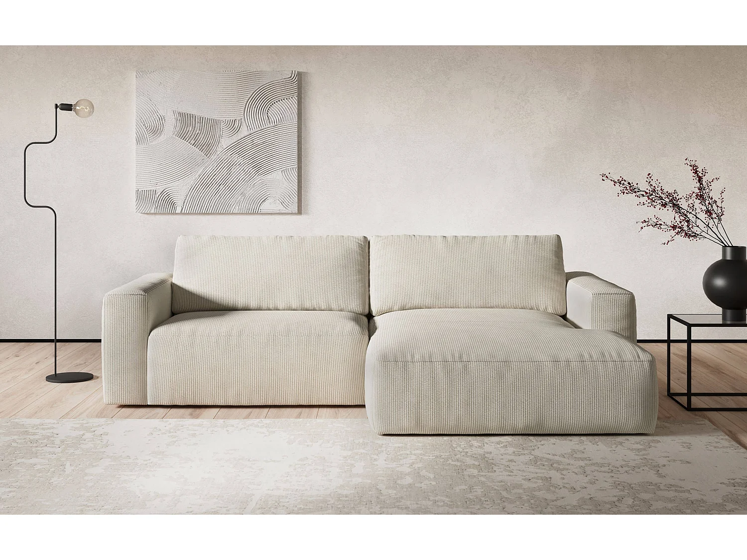 MYHOMELANDO hoekbank Lasso – L-vorm in cord, 3-zits