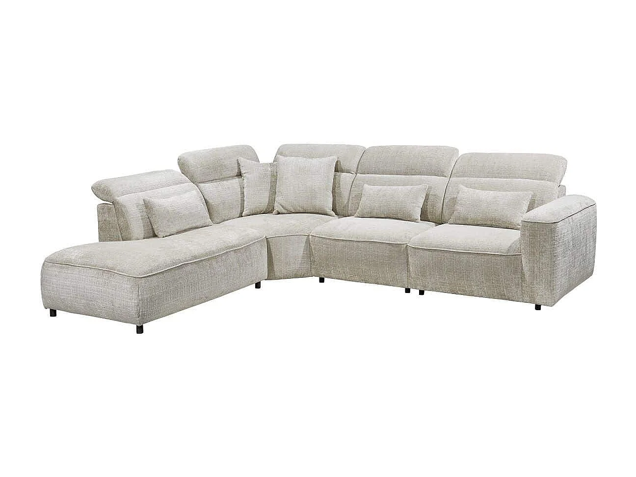 MYHOMELANDO Mansfield canapé d’angle – forme en L avec appuie-têtes réglables sur 5 positions, microfibre chenille