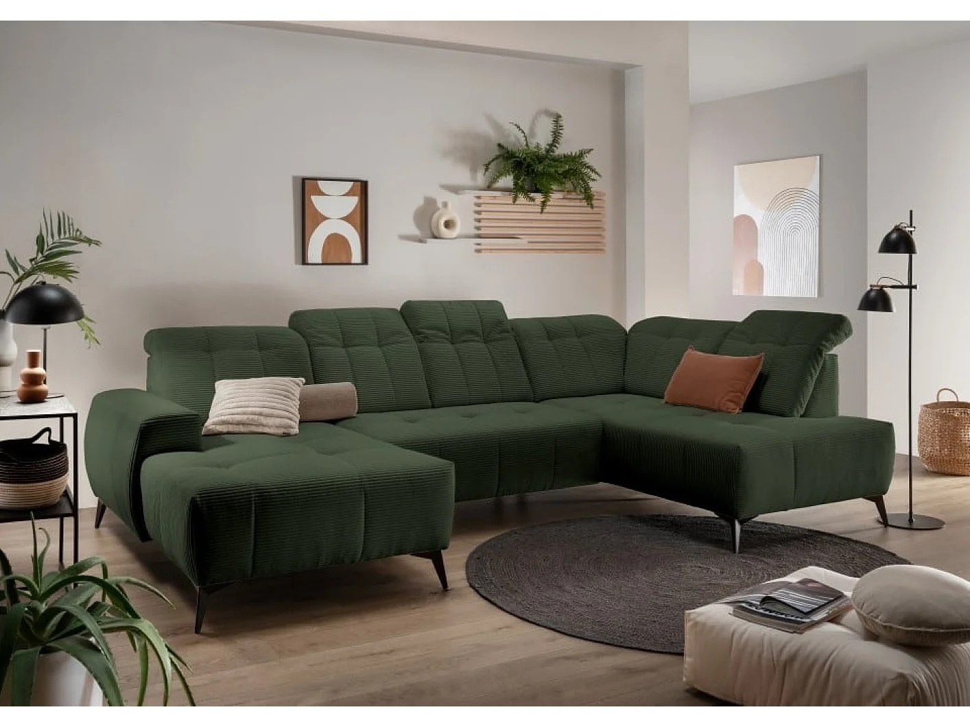 MYHOMELANDO Summer woonlandschap – U-vorm in brede cord met elektrische relaxfunctie