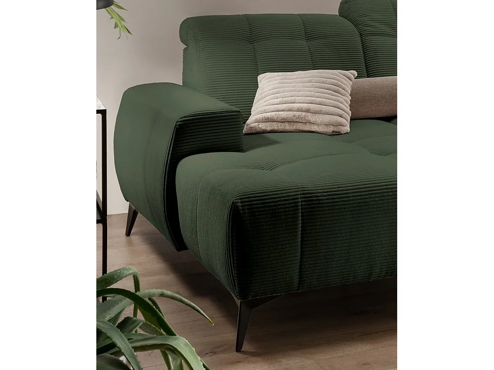 MYHOMELANDO Summer canapé panoramique – forme en U en velours côtelé large avec fonction relax électrique